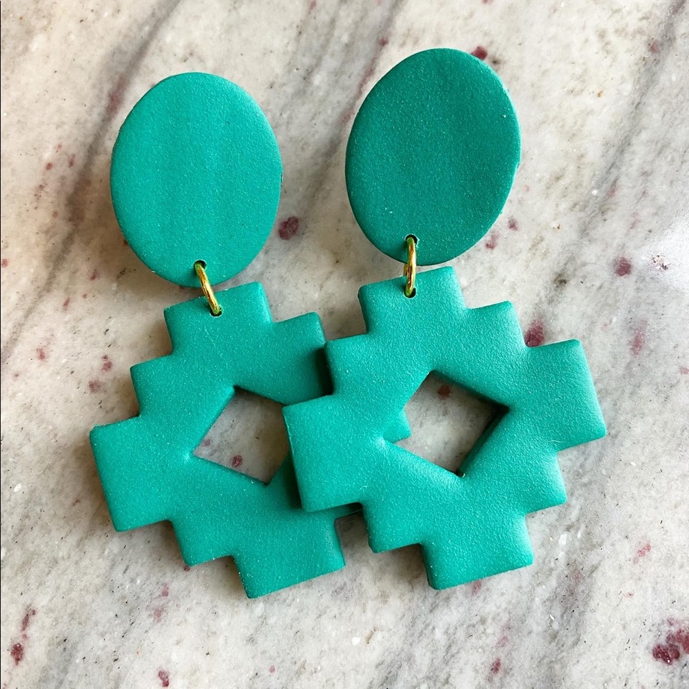 Jade green polymer clay earrings